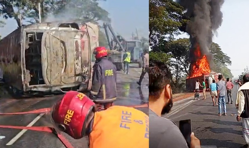 কুমিল্লায় বাস-অটোরিকশা-মোটরসাইকেল সংঘর্ষে অগ্নিদগ্ধ হয়ে চারজনের মৃত্যু